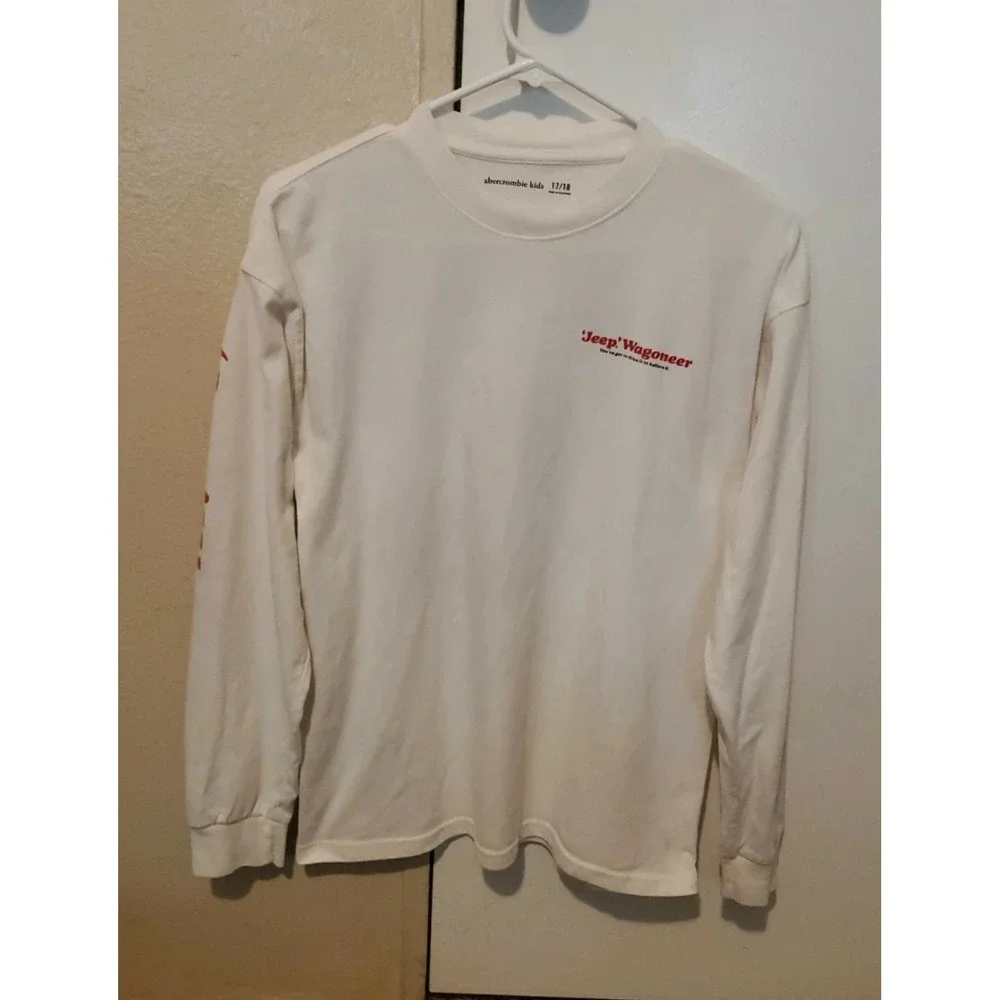 Retro Abercrombie Kids Jeep Wagoneer Long Sleeve Graphic Tee Shirt White Size
